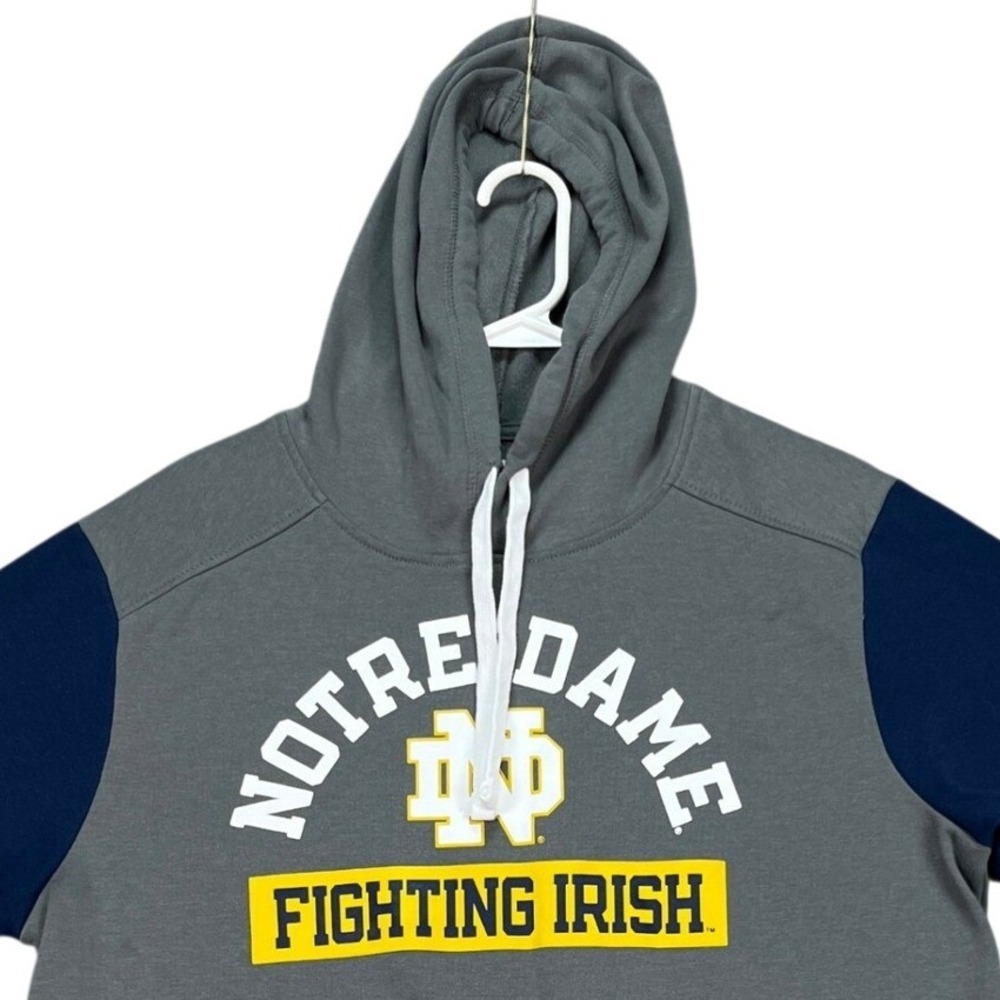 Notre Dame Fighting Irish Fanatics Men's Gray Navy Blue Hoodie L Colorblock EUC